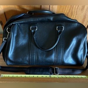 Black Leather Carryon Duffel Bag